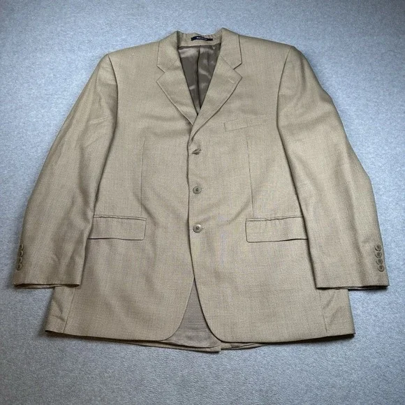 Polo University Ralph Lauren Vintage Silk/Wool Sport Coat Blazer 44R Beige NOTE