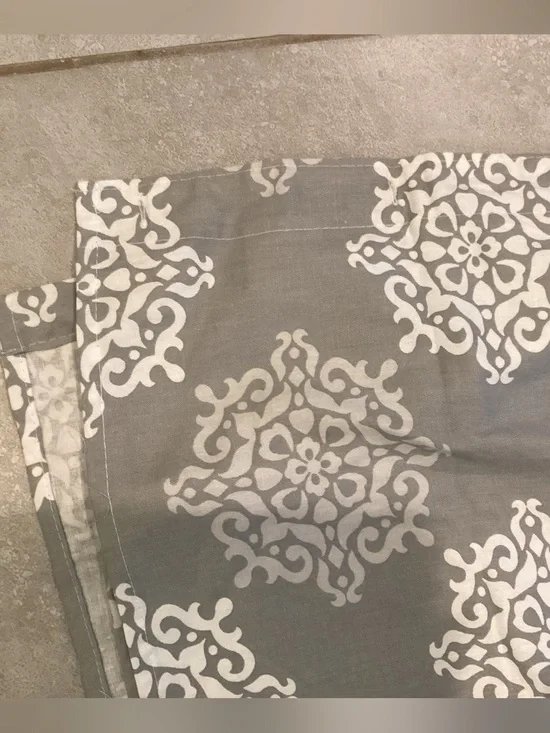 Gray and White Shower Curtain Cotton