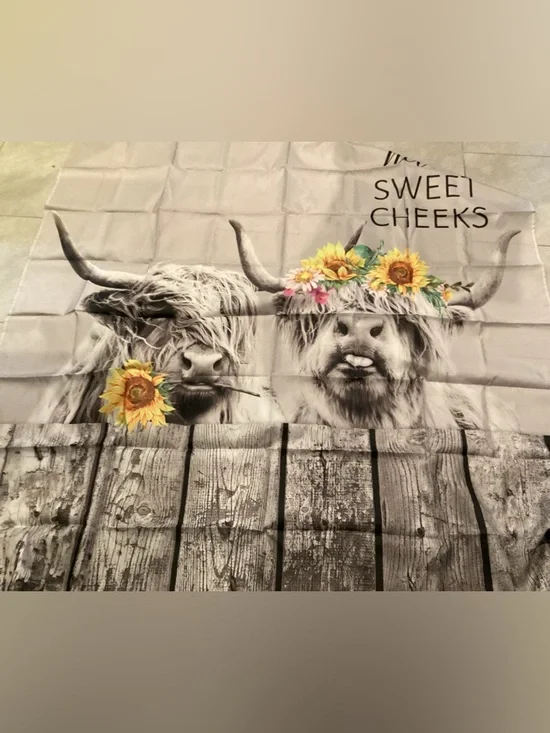 Shower Curtain Sunflower Highland Cow Wall Tapestry - 'Sweet Cheeks'