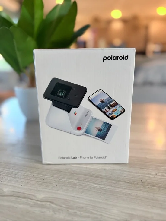 Polaroid White Instant Lab Printer with Black Top and Red Accent
