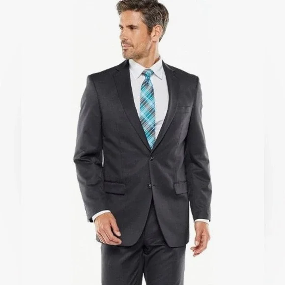 Van Heusen Mens Suit Separates Blazer Sport Coat 40R Jacket Gray Herringbone