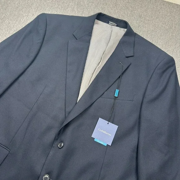 Croft & Barrow Classic Two‎ Button Blazer Mens 48R Navy Blue Polyester NEW