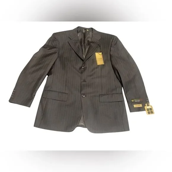 NWT LUCA ROSSI BROWN Effiel pin striped 3 button sports coat blazer size 42r