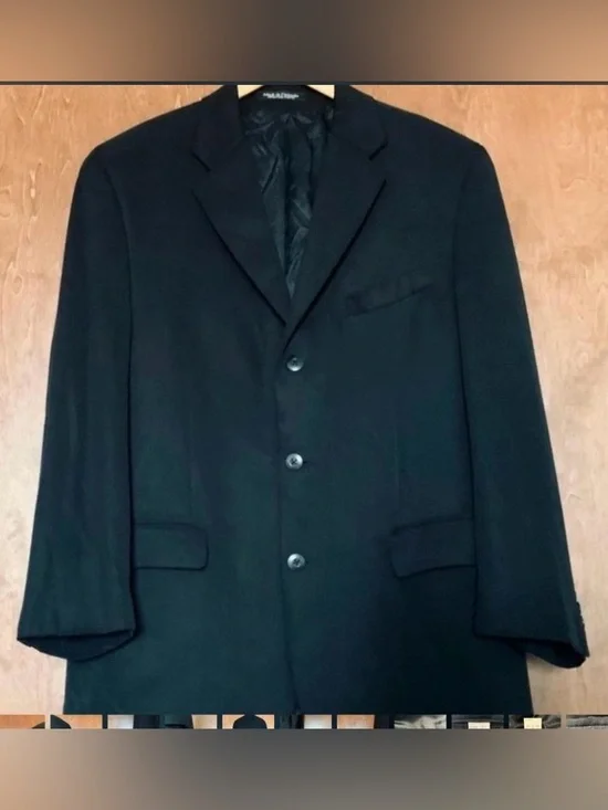 Vintage Lauren Ralph Lauren Mens Size 42R Black Sport Coat Blazer Made In Canada