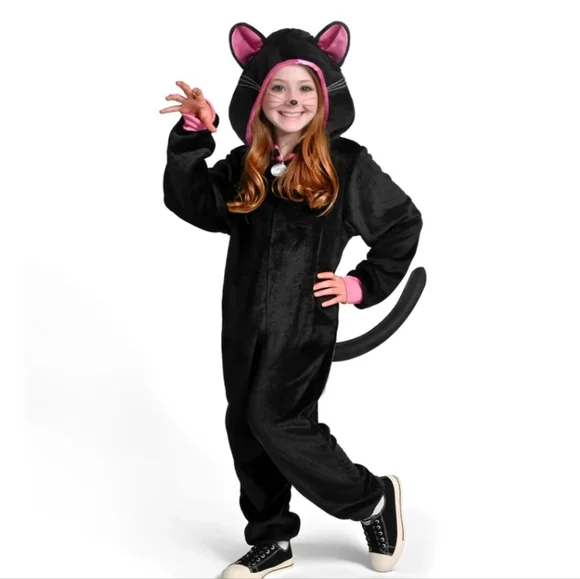 Black Cat Jumpsuit/Pajama Costume Size 3T