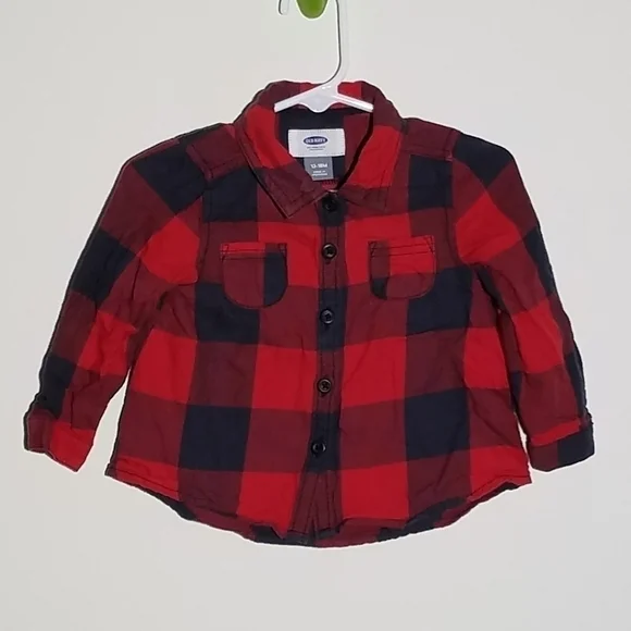 Old Navy Buffalo Plaid Button Down Polo 12-18m