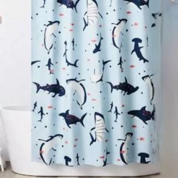 New pillowfort shark shower curtain