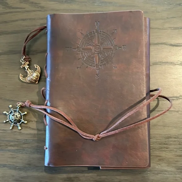 Journal w Faux Leather Cover and Nautical Charms