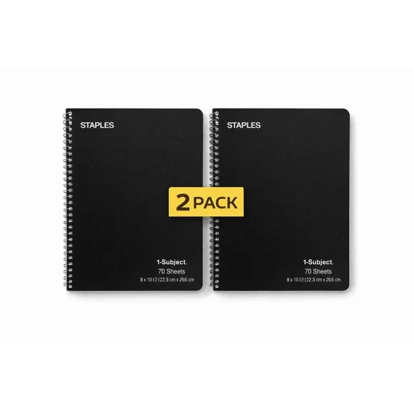 2x‎ Staples 1-Subject Notebook Graph Ruled 70 Sheets Black