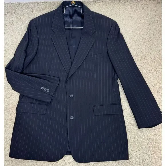 Brooks Brothers Brooksease 44L Navy Pinstripe Wool Blazer‎ Sport Coat Jacket