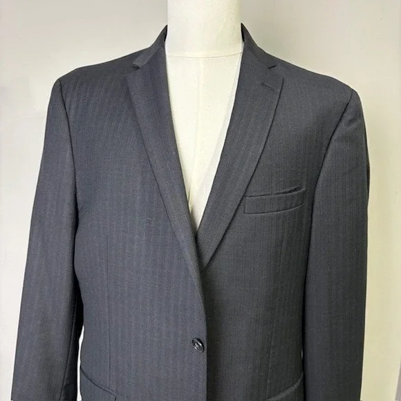 Joseph A Bank Mens Charcoal Pinstripe Slim Fit Wool Blazer Suit Jacket 44RG‎