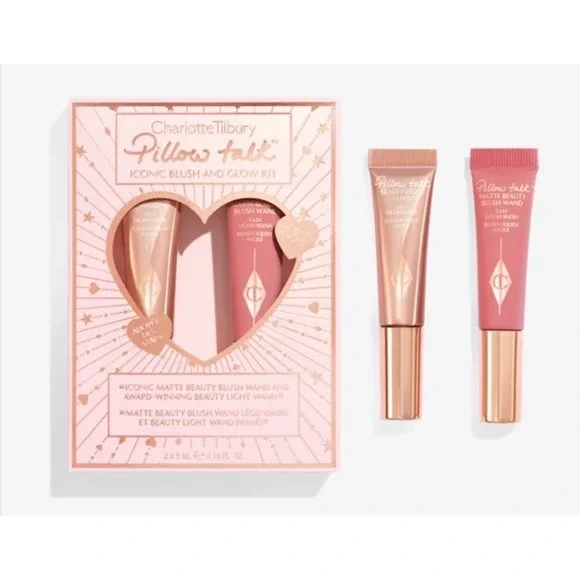 Charlotte Tilbury Pillow Talk Iconic Blush Glow Kit Liquid Highlighter Mini New