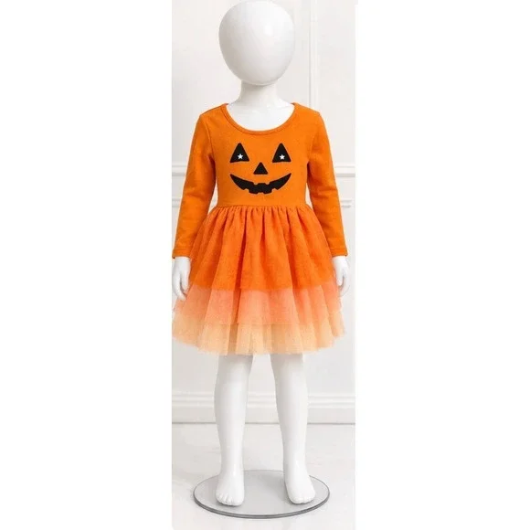 Old Navy Pumpkin Halloween Tutu Dress Girls 18-24M Orange Jack-O-Lantern Costume