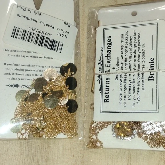 Brinie Gold Tone Wedding Women's Headbands 2 Different Ones