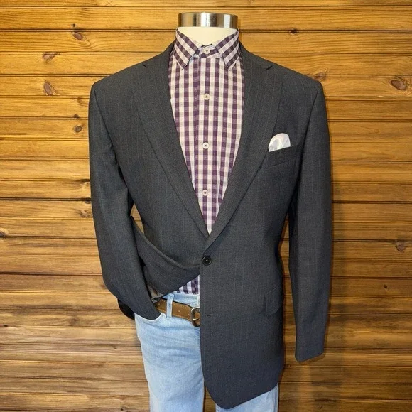 Brooks Brothers Mens Casual Blazer Sport Coat Two Button Jacket 44L Wool Suits