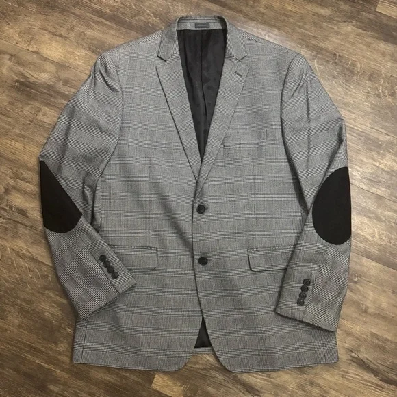 Madison Gray Plaid Blazer with Black Accents