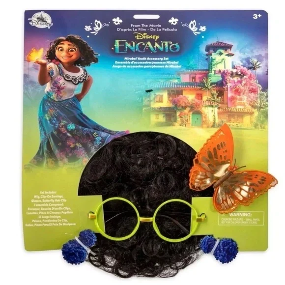 Disney Encanto Mirabel Accessory Set Wig Glasses & Clips Costume Halloween NWT