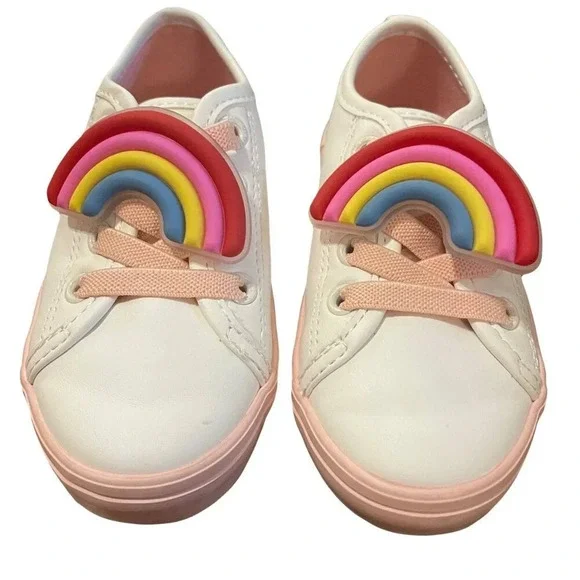 Old Navy 6 Infant White & Pink Rainbow Sneakers