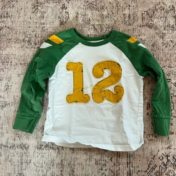 Old Navy Green and White Long Sleeve Tee with Yellow Number