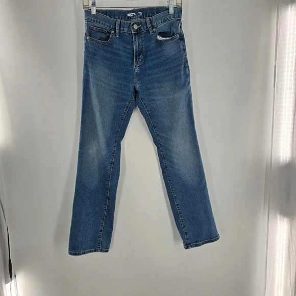 Old‎ Navy girls 14 Straight high rise adj waist denim jeans