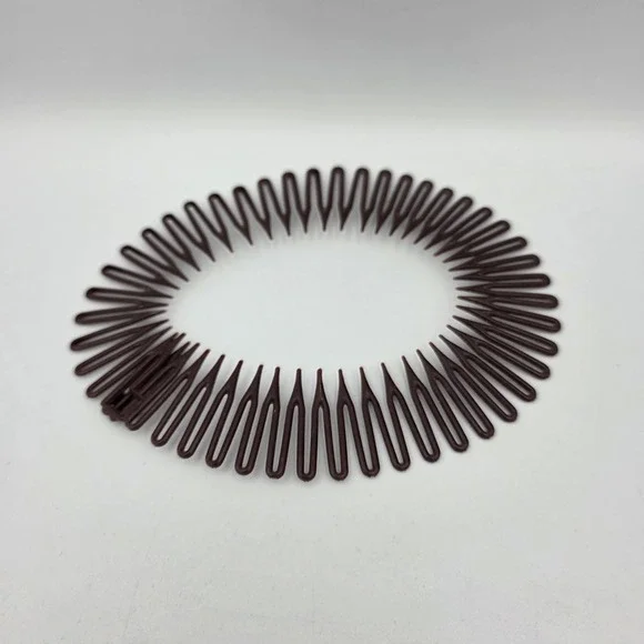 Vtg Goody Adjustable Nylon Flexible Comb #1059 Headband Plastic USA Brown 1980's