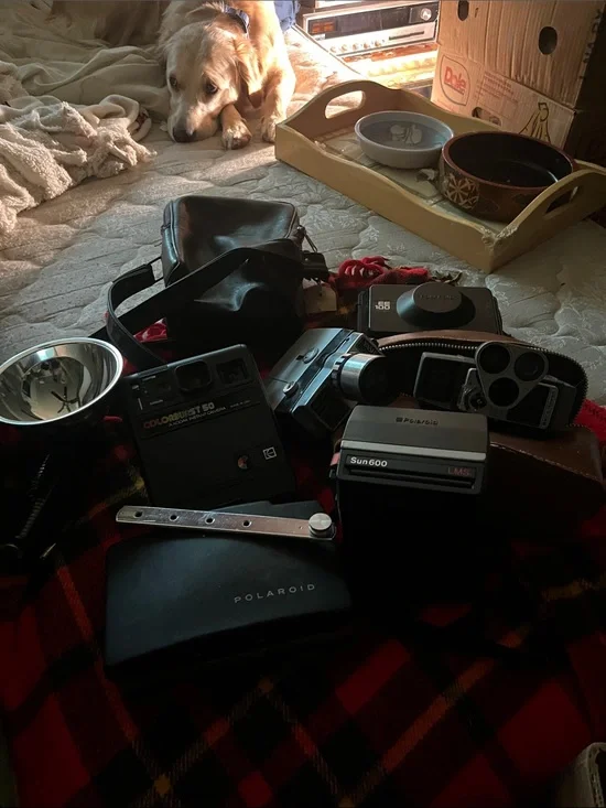 Polaroid Sun 600 LMS Instant Camera in Black other cameras lot (6) plus
