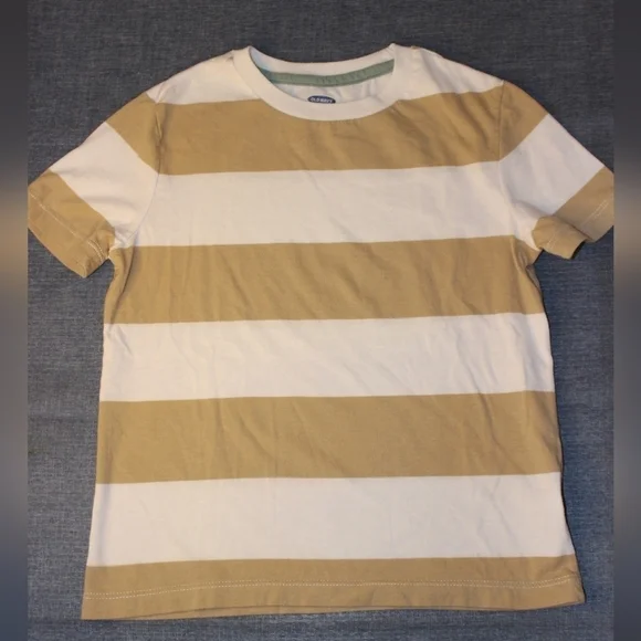 OLD Navy Boys Tan and White Striped Shirt