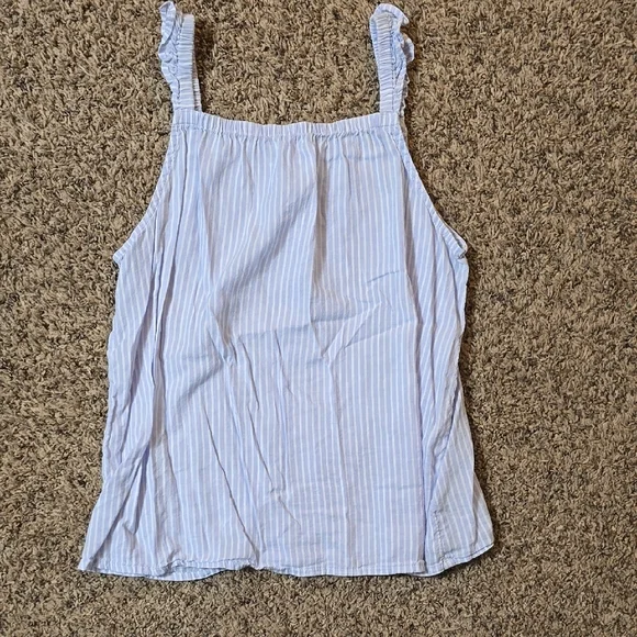 Girls Old Navy Light Blue Striped Girl's Tank Top - L (10-12)
