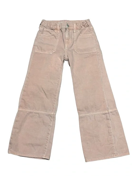 Old Navy Girls Salmon Pink Peach Wide-Leg Denim Cotton Stylish Pants