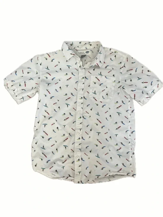 Old Navy Boys XL 14-16 Surfer Print Short Sleeve Button Down Shirt