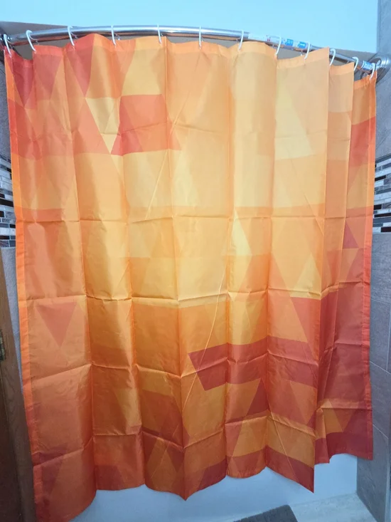Geometric Orange Water Resistant Fabric Shower Curtain