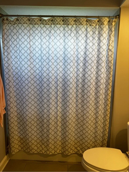 Pottery Barn White and Gray Trellis Shower Curtain