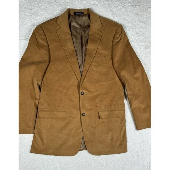 Alan Flusser Mens Sport Blazer 42L Chore Coat Corduroy Copper‎ Cotton Jacket