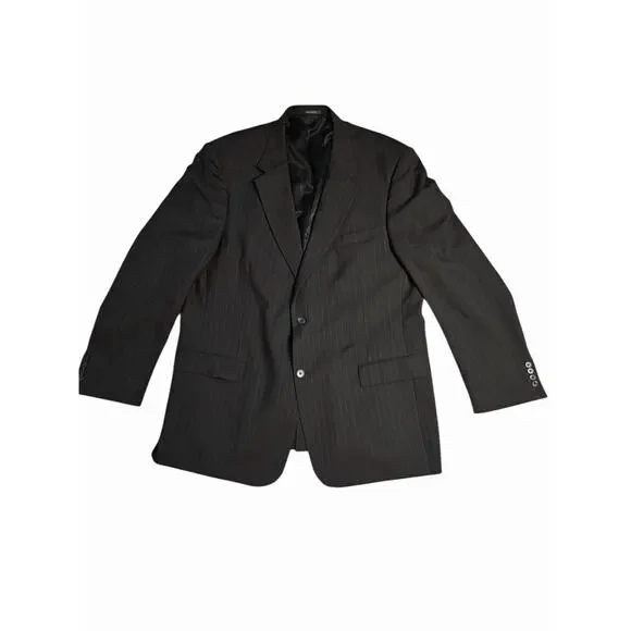 Palm Beach 48L Men’s Pinstripe Blazer Jacket 100% Worsted‎ Wool Black