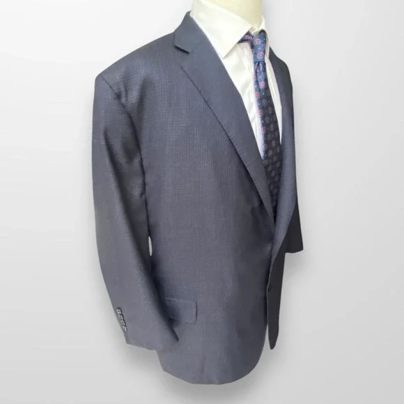 Executive Collection Tom James 56R ‎ Blue Black Plaid Blazer Sport Coat Jacket