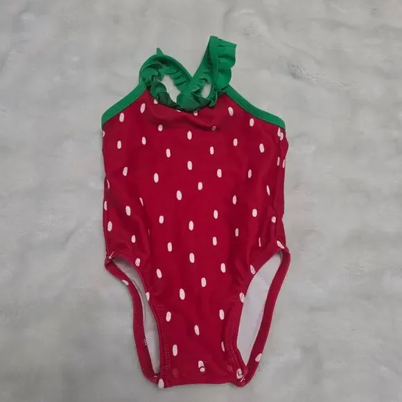 Old Navy Baby Girl 6-12M Red Strawberry Polka Dot One Piece Swimsuit