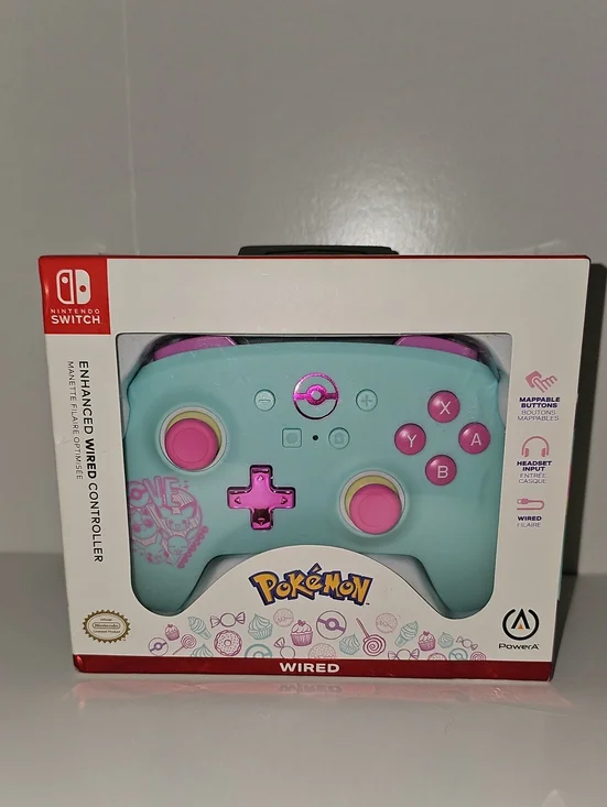 Nintendo Pokémon Enhanced Wired Controller - Mint & Pink 2023 New