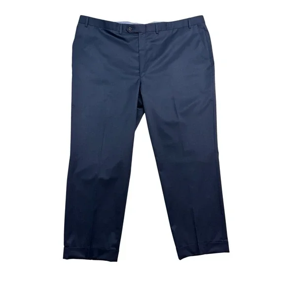 Hart Schaffner Marx 48x30 Navy Blue Dress Suit Pants Trousers Flat Front Wool
