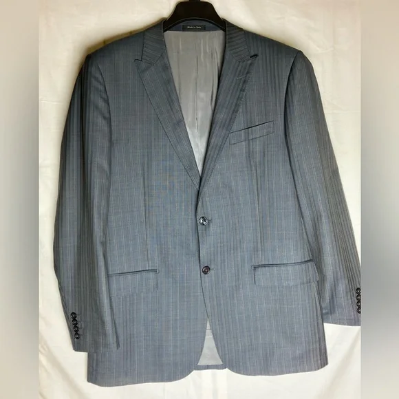 Tiglio luxe silk and wool Charcoal Pinstripe Blazer