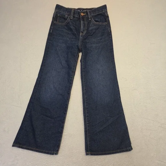 Old Navy Girls 12 High Rise Baggy Wide Leg Jeans Dark Wash Youth Denim Pants