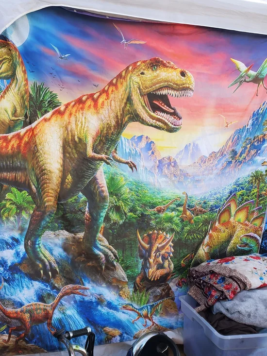 Vibrant Dinosaur Shower Curtain Multicolor