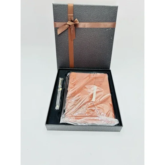 Leather‎ Journal Notebook Gift Set w Pen Binder Organizer Brown Box Gift