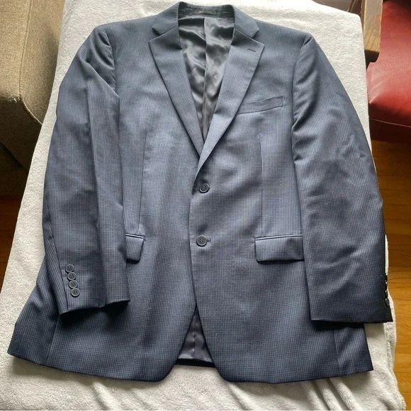 Calvin Klein Men's Classic blue houndstooth Blazer 42R 100% wool