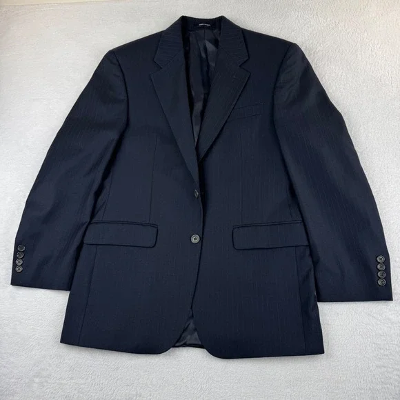 Lauren Ralph Lauren Blazer Mens 38R Navy Blue Pinstripe 100% Wool Suit Jacket