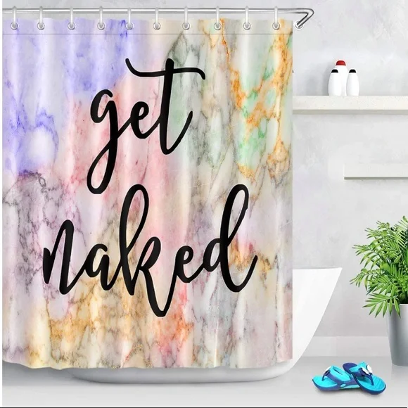 - Get Naked RAINBOW MARBLE Novelty Shower Curtain