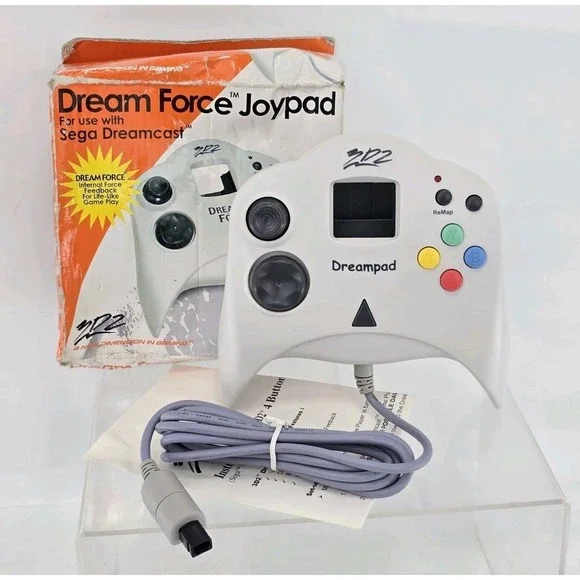 SEGA DREAMCAST 3D2 Dream Force Joypad - Controller W/Button Remap - White - NEW