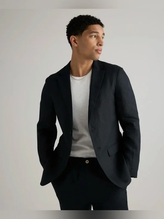 Quince Men’s 100% European Linen Blazer Black - Size XXL