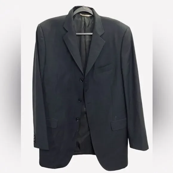 Dolce & Gabbana 3-Button Men's Wool Suit Jacket Black Size 44 Blazer