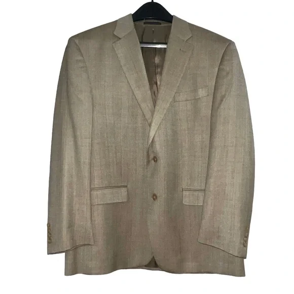 Lauren Ralph Lauren Mens Silk Wool Blazer Jacket Size 44R Tan