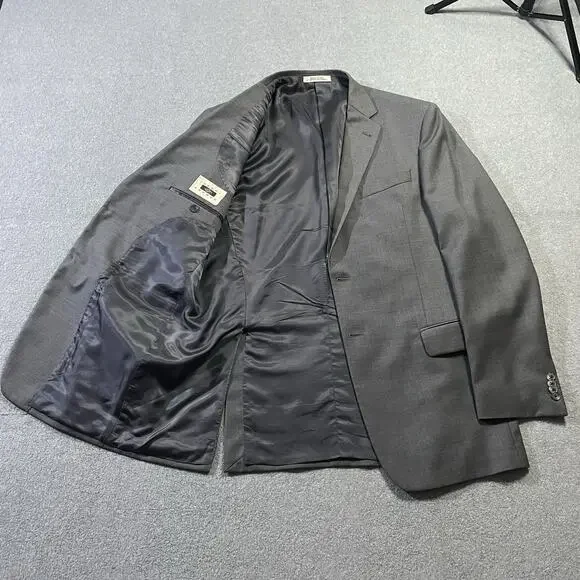 Joseph Abboud 42L Blazer Charcoal Gray Sharkskin Zignone Wool Sport Coat USA